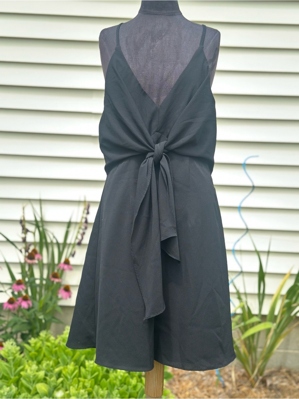 DO+BE Black Front Tie Spaghetti Strap Mini Dress